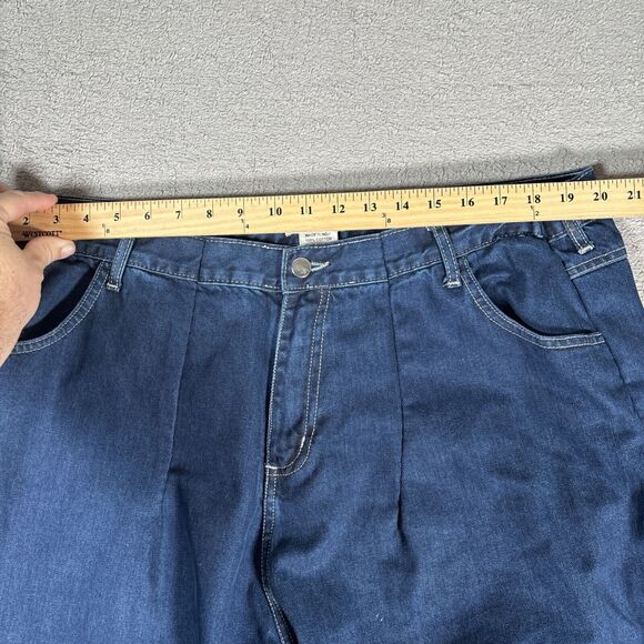 Cindy Ambuehl Women Plus Size 3X Blue Jeans Wide Leg Flare Slit Ankle Floral Y2K - Picture 4 of 12